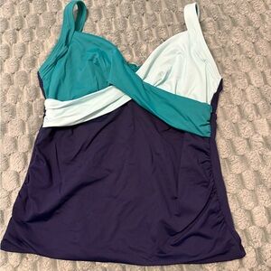 Lands' End Women's Teal and Navy Tank Top